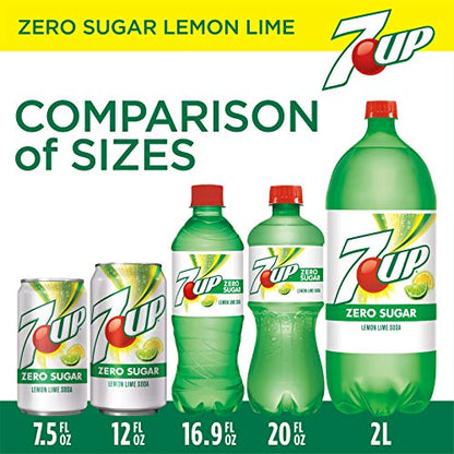 7UP Zero Sugar Lemon Lime Soda, 12 fl oz cans (Pack of 12)