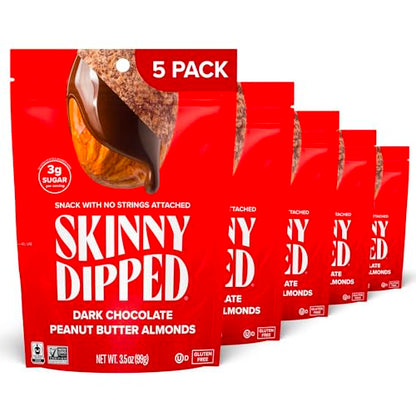 SkinnyDipped Snack Attack Minis Almond Variety Pack, Healthy Snack, Plant Protein, Gluten Free, 0.46 oz Mini Bags, Pack of 25