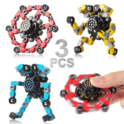 Transformable Fidget Spinners 4 Pcs for Kids and Adults Stress Relief Sensory Toys for Boys and Girls Fingertip Gyros for ADHD Autism for Kids Gifts (Fidget Toy 4pc)