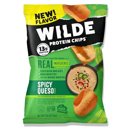 WILDE Spicy Protein Chips Variety Pack, Buffalo, Spicy Queso, Nashville Hot, Thin and Crispy, Protein Snack, Keto Chips, Made with Real Ingredients, 1.34oz Bags (Pack of 12)…