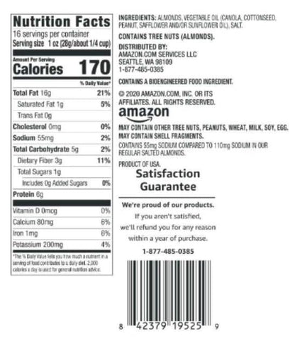 Amazon Brand - Happy Belly Roasted & Lightly Salted Almond, 24 ounce (pack of 1)