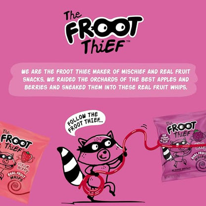 The FROOT Thief Real Fruit Snack Whips Strawberry Flavor, Nut Free, 100% Natural, Gluten-Free, Non-GMO, No Artificial Colors or Flavors, Pack of 5