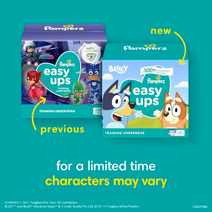 Pampers Easy Ups Boys & Girls Bluey Potty Training Pants - Size 3T-4T, One Month Supply (124 Count), Training Underwear (Packaging May Vary)