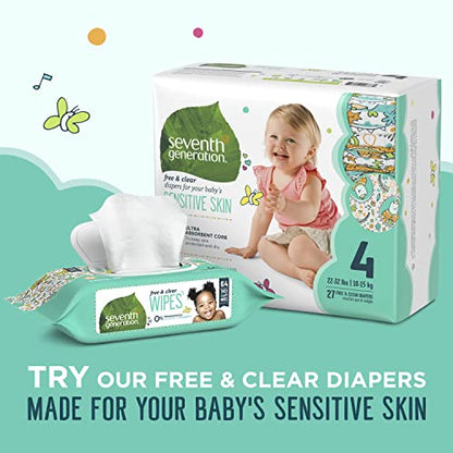 Seventh Generation Baby Wipes, Sensitive Protection with Flip Top Dispenser, White, unscented, 72 Count (Pack of 7) (Packaging May Vary)