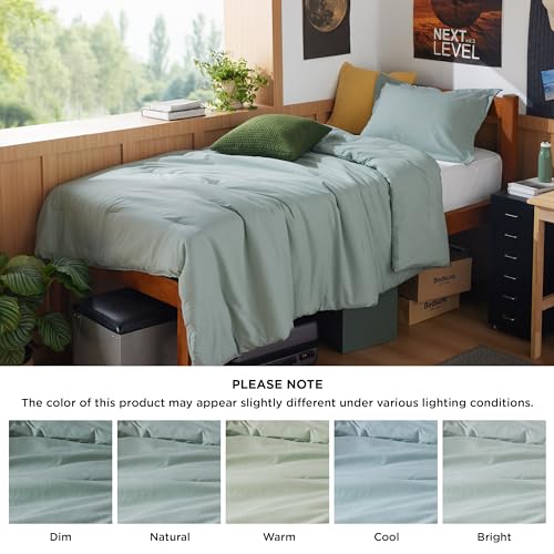 Bedsure Twin/Twin XL Comforter Set Dorm Bedding - Dark Grey Twin Bedding Set for College, Soft Cationic Dyed Bed Set for All Seasons, 2 Pieces, 1 Comforter (68"x88") and 1 Pillow Sham (20"x26"+2")