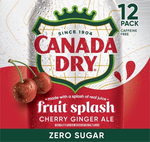 Canada Dry Fruit Splash Cherry Ginger Ale Zero Sugar Soda, 12 fl oz cans, 12 pack