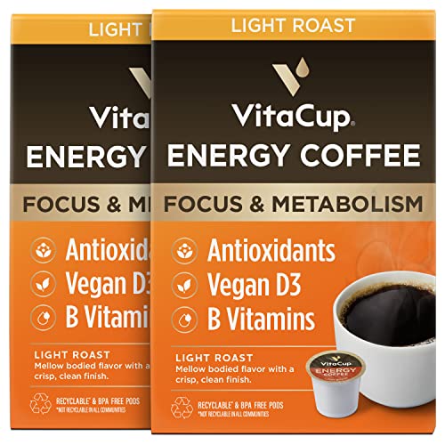 VitaCup Mushroom Coffee Pods - Boost Focus & Immunity with Lions Mane, Chaga, Vitamins, for Memory & Clarity, Recyclable K-Cup Pods, 16 Ct