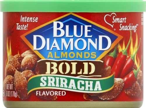 Blue Diamond Almonds Sriracha Flavored Snack Nuts, 6 Oz Resealable Can (Pack of 1)