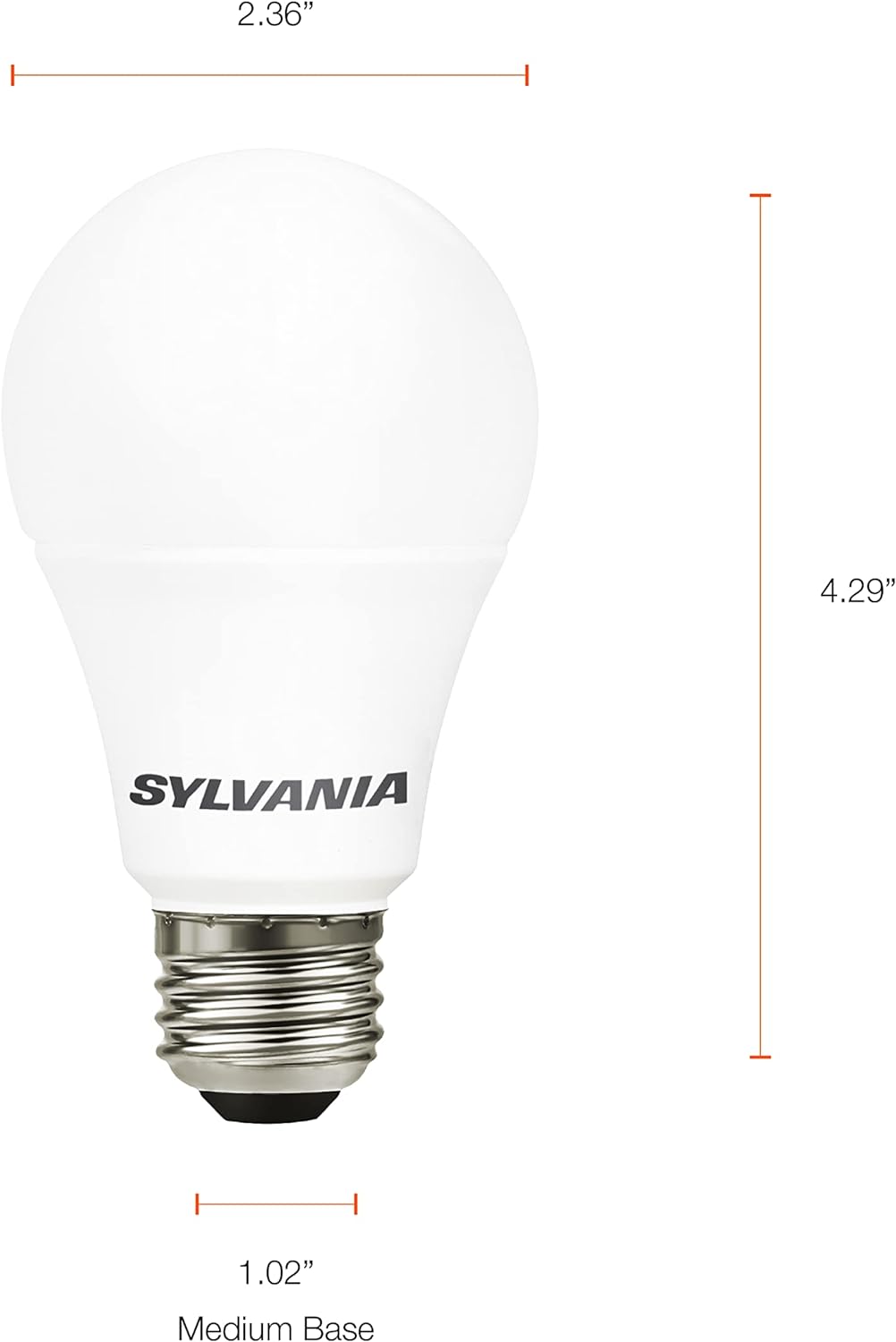 SYLVANIA LED A19 Light Bulb, 60W Equivalent Efficient 8.5W Medium Base, 2700K Soft White, 4 pack