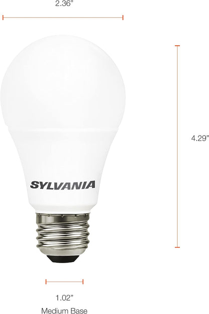 SYLVANIA LED A19 Light Bulb, 60W Equivalent Efficient 8.5W Medium Base, 2700K Soft White, 4 pack