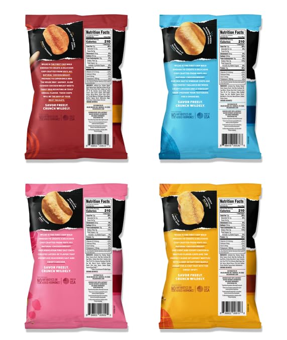 WILDE Protein Chips Variety Pack, Protein Snacks, Keto chips, Made with Real Ingredients, 1.34oz Bags (Pack of 12) - (Flavor Combination May Vary)