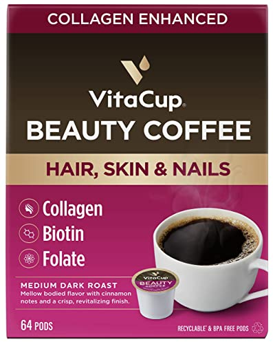 VitaCup Mushroom Coffee Pods - Boost Focus & Immunity with Lions Mane, Chaga, Vitamins, for Memory & Clarity, Recyclable K-Cup Pods, 16 Ct