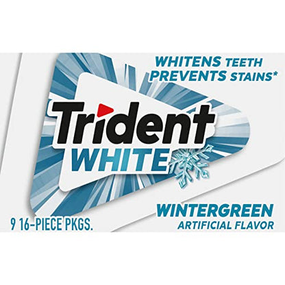 Trident White Peppermint Sugar Free Gum, 16 Count (Pack of 9)