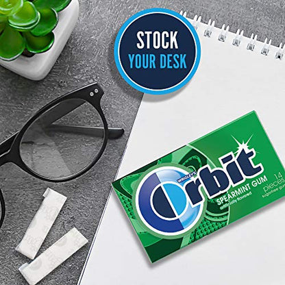 ORBIT Spearmint Sugar Free Back to School Chewing Gum, 3 Ct Packs