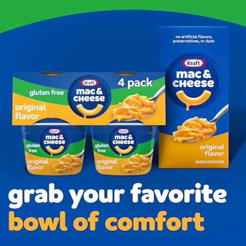 Kraft Gluten Free Original Mac & Cheese Macaroni and Cheese Dinner, 4 ct Pack, 1.9 oz Cups