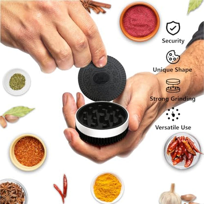 Grinder,2.2 Inch Stronger Grip Biscuit Shape Design Grinder (Single,Black)