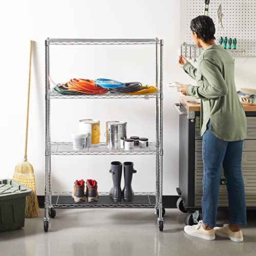 Amazon Basics 3-Shelf Adjustable, Heavy Duty Storage Shelving Unit (250 lbs loading capacity per shelf), Steel Organizer Wire Rack, 23.2"L x 13.4"W x 30"H, Black