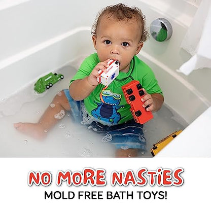 SplashEZ Mold Free Bath Toys for Babies and Toddlers, Car No Hole Bath Toys, Bath Toys no Mold for Tub, Beach, Pool, BPA-Free, Safe, Fun Infant Baby Bath Toys No Holes 0 1-3 6 12 18 Month