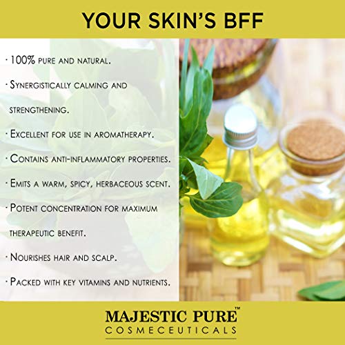 MAJESTIC PURE Basil Essential Oil, Premium Grade, Pure and Natural Premium Quality Oil, 4 Fl Oz