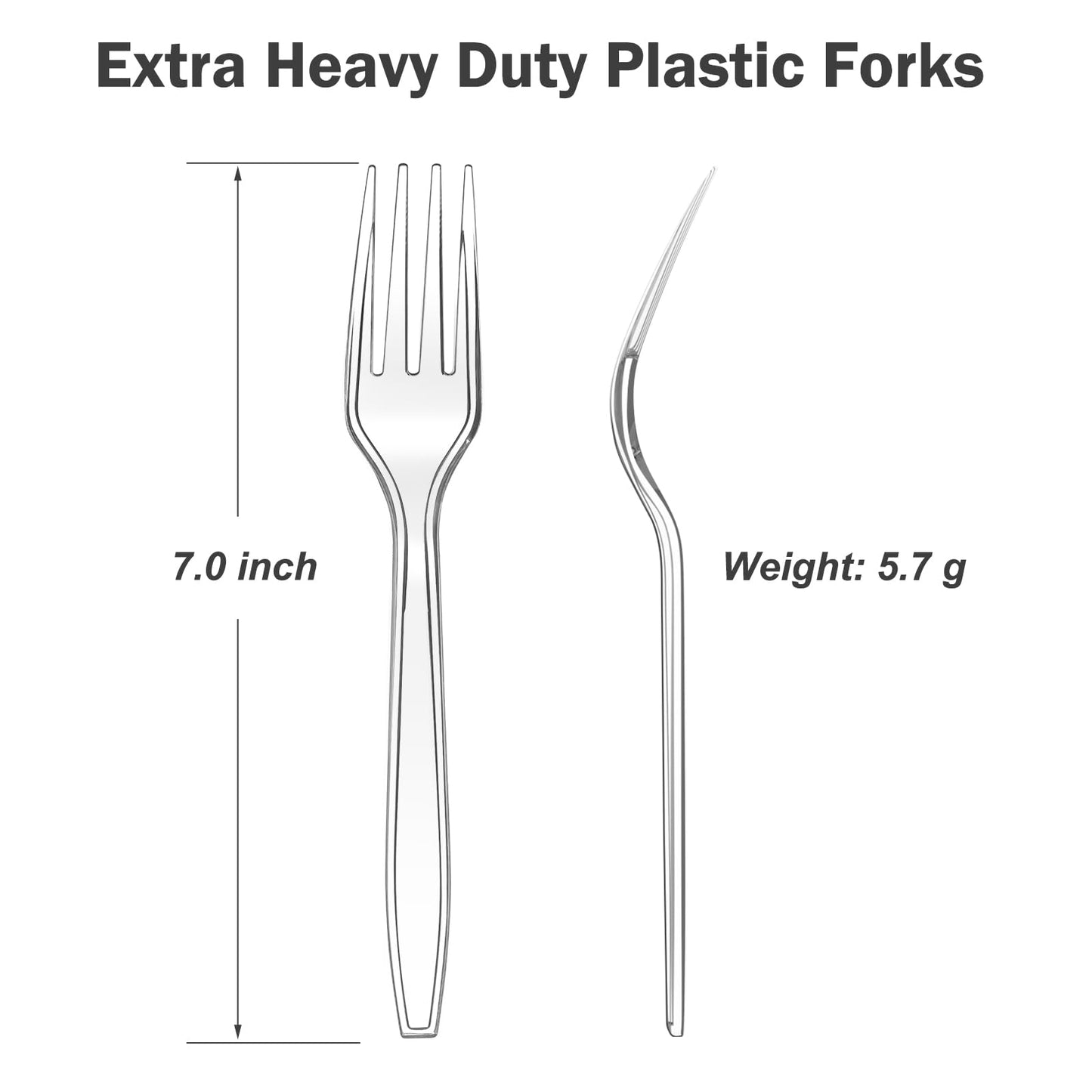 360 Count Extra Heavy Duty Clear Plastic Forks Disposable, BPA-Free, Heat Resistant, Solid and Durable Disposable Forks Bulk, Premium Plastic Forks heavy duty for Party Supply