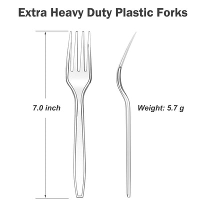 360 Count Extra Heavy Duty Clear Plastic Forks Disposable, BPA-Free, Heat Resistant, Solid and Durable Disposable Forks Bulk, Premium Plastic Forks heavy duty for Party Supply