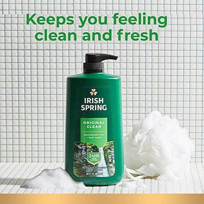 Irish Spring 5 in 1 Body Wash for Men, Men's Body Wash, Smell Fresh and Clean for 24 Hours, Conditions and Cleans Body, Face, and Hair, Made with Biodegradable Ingredients, 30 Oz Pump