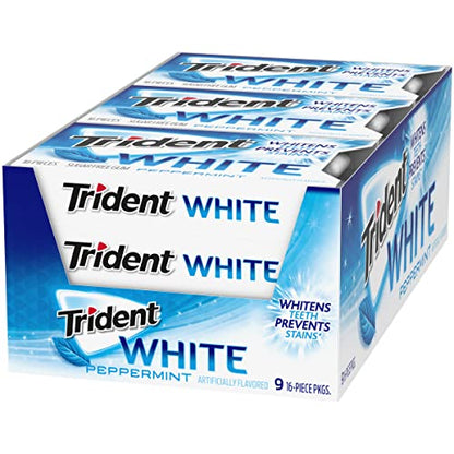 Trident White Peppermint Sugar Free Gum, 16 Count (Pack of 9)