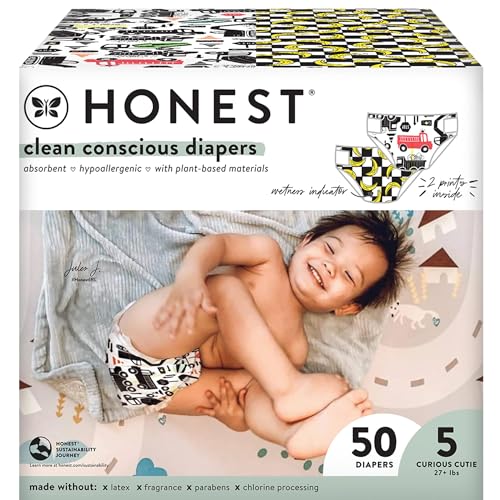 The Honest Company Clean Conscious Diapers | Plant-Based, Sustainable | Above It All + Pandas | Club Box, Size Newborn, 72 Count