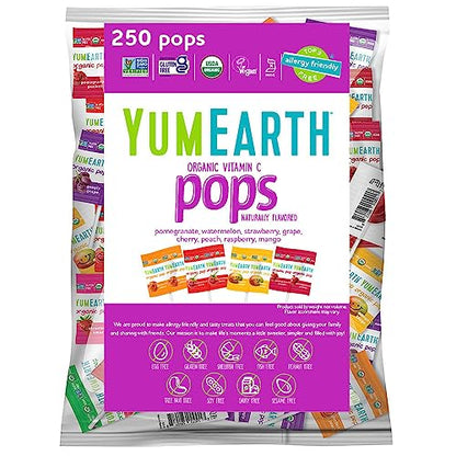 YumEarth Organic Pops Variety Pack, 14 Fruit Flavored Favorites Lollipops, Allergy Friendly, Gluten Free, Non-GMO, Vegan, No Artificial Flavors or Dyes