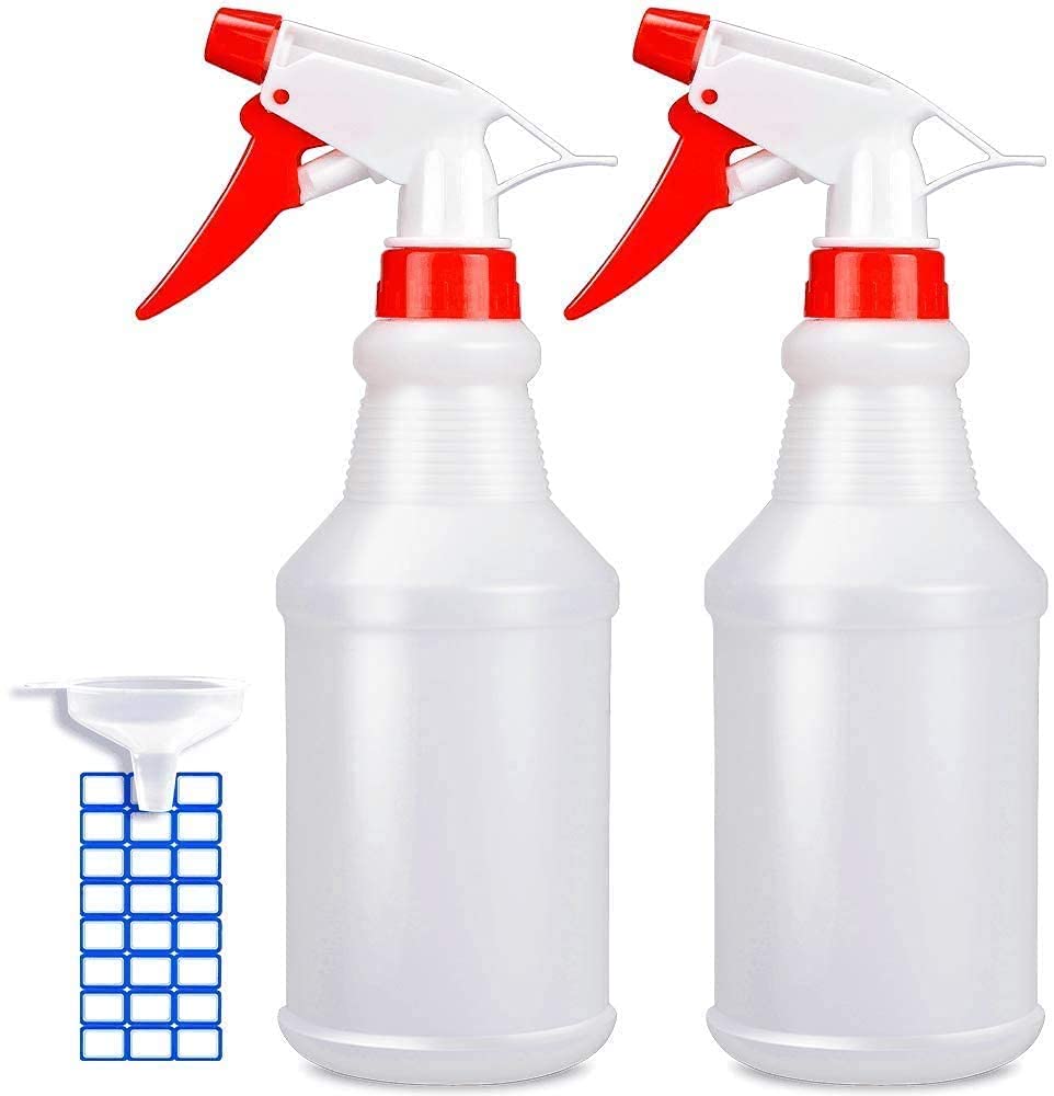 JohnBee Empty Spray Bottles (16oz/2Pack) - Adjustable Spray Bottles for Cleaning Solutions - No Leak and Clog - HDPE spray bottle For Plants, Pet, Vinegar, BBQ, and Rubbing Alcohol