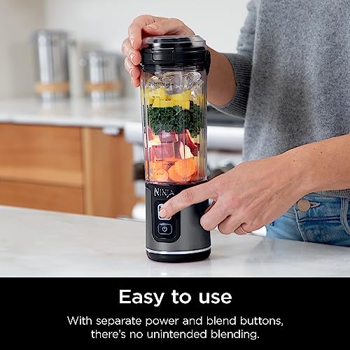 Ninja BC151EM Blast Portable Blender, Cordless, 18oz. Vessel, Personal Blender-for Shakes & Smoothies, BPA Free, Leakproof-Lid & Sip Spout, USB-C Rechargeable, Dishwasher Safe Parts