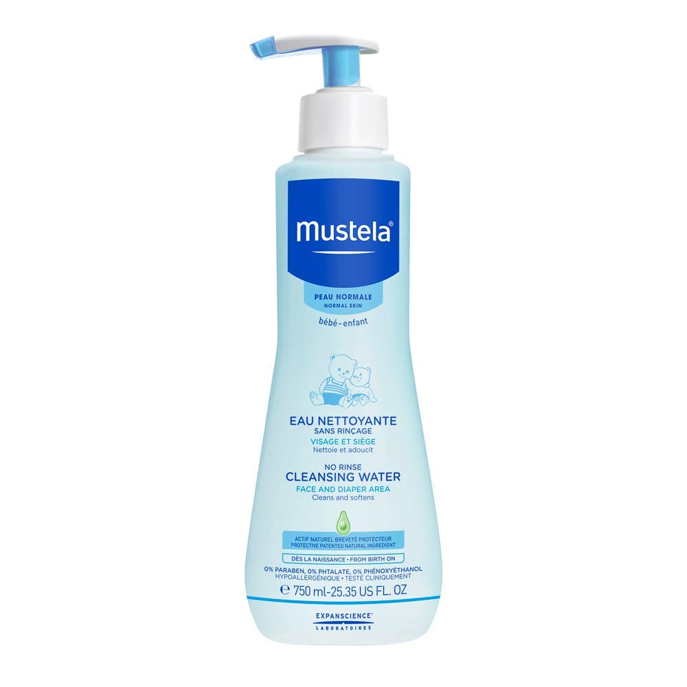 Mustela Baby Cleansing Water - No-Rinse Micellar Water - with Natural Avocado & Aloe Vera - for Baby's Face, Body & Diaper - 1 or 2-Pack - Various Sizes