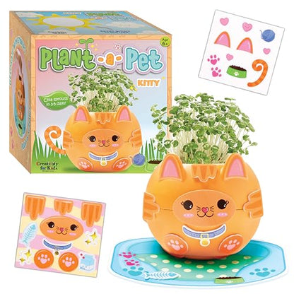 Creativity for Kids Plant-A-Pet: Kitty - Arts and Crafts for Kids Ages 6-8+, Gifts for Girls and Stocking Stuffers for Kids, Boy and Girl Toys, Chia Seed Plant Pet for Kids