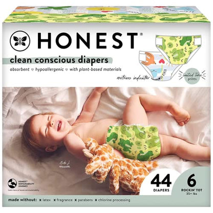 The Honest Company Clean Conscious Diapers | Plant-Based, Sustainable | Above It All + Pandas | Club Box, Size Newborn, 72 Count