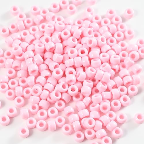 1000 Pcs Acrylic Black Pony Beads 6x9mm Bulk for Friendship Bracelet Necklace Jewelry Making Earring Hair Braiding