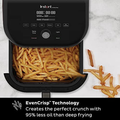 Instant Vortex Plus 6QT Air Fryer with Odor Erase Technology, 6-in-1 Functions that Crisps, Roasts, Broils, Dehydrates, Bakes & Reheats, 100+In-App Recipes, from the Makers of Instant Pot,1700W,Black