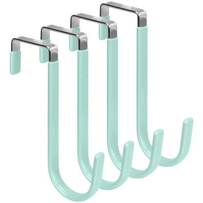 FYY Over the Door Hooks, 4 Pack Hangers Hooks with Rubber Prevent Scratches Heavy Duty Organizer for Living Room, Bathroom, Bedroom, Kitchen Hanging Clothes, Towels, Hats, Coats, Bags White