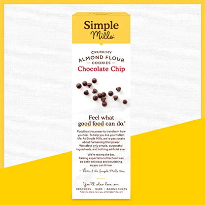 Simple Mills Almond Flour Crunchy Cookies, Chocolate Chip - Gluten Free, Vegan, Healthy Snacks, Made with Organic Coconut Oil, 5.5 Ounce (Pack of 1)