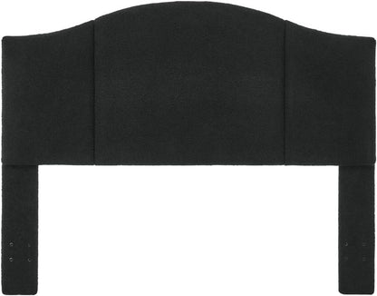 24KF Middle Century Upholstered Foldable Headboard Queen Headboard,Modern Boucle Teddy Fabric Headboard Queen/Full headboard 6033-Q-Black