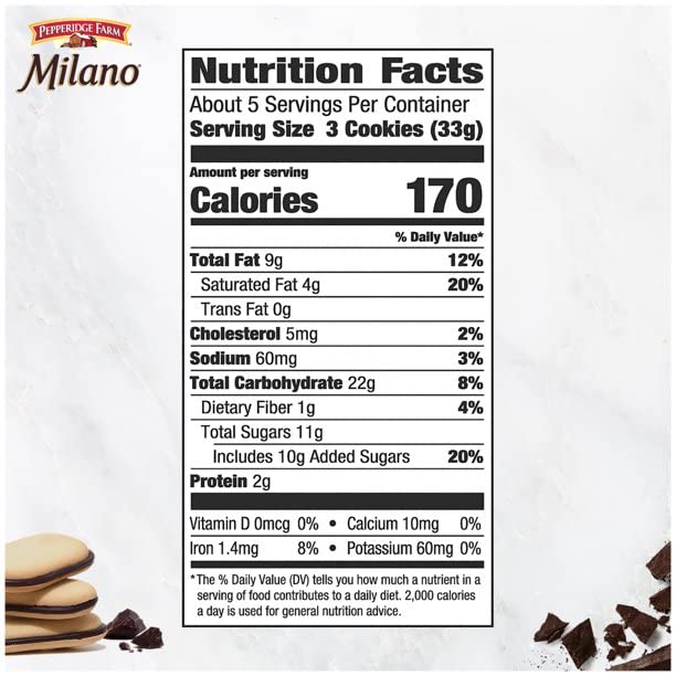 Pepperidge Farm Milano Milk Chocolate Cookies, 6 OZ Bag (15 Cookies)