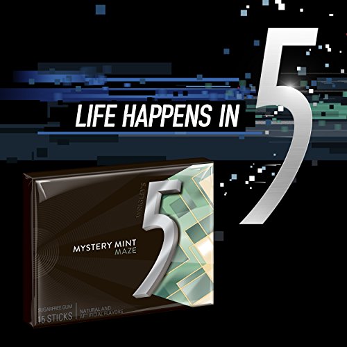 5 GUM Peppermint Cobalt Sugar Free Chewing Gum Bulk, 15 Sticks (Pack of 10)