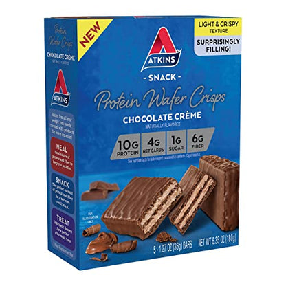 Atkins Peanut Butter Protein Wafer Crisps, Protein Dessert, 4g Net Carb, 1g Sugar, Keto Friendly, 5 Count