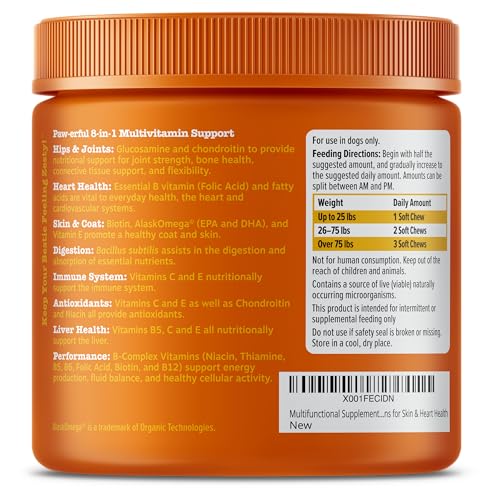 Zesty Paws Multivitamin Treats for Dogs - Glucosamine Chondroitin for Joint Support + Digestive Enzymes & Probiotics - Grain Free Dog Vitamin for Skin & Coat + Immune Health - Chicken Flavor - 90ct