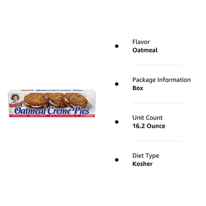 Little Debbie Oatmeal Crème Pies, 12 Individually Wrapped Sandwich Cookies, 16.2 OZ Box