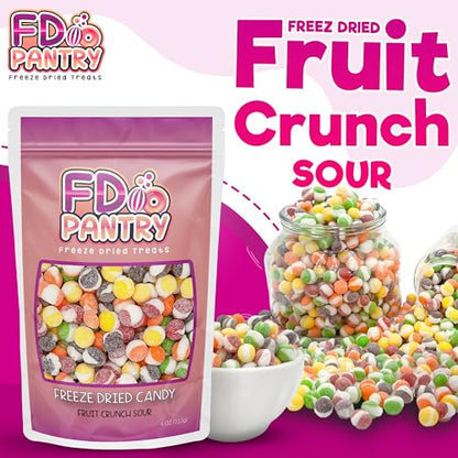 Fruit Crunch Original Candy Freeze Dried 16 oz 1 pound - Assortment Strawberry, Orange, Lemon, Grape, Lime Flavors Large 1lb Big Bag Pouch - Ideal Gift Snack 16oz