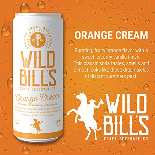 Wild Bill's Craft Soda Soft Drinks Fruity Variety Pack, Strawberry, Grape, Rocket Pop, Black Cherry, Orange Cream, Pure Cane Sugar, Caffeine Free, NO High Fructose Corn Syrup, Gluten Free 12 Pack