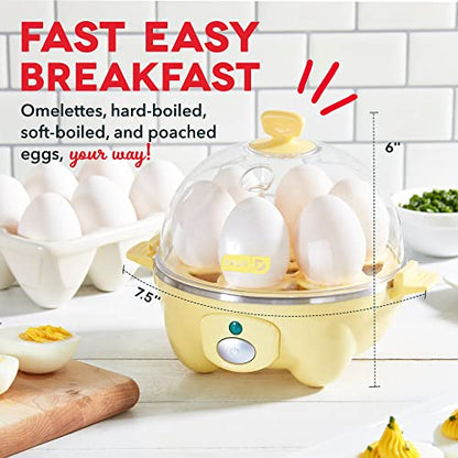 DASH Rapid Egg Cooker: 6 Egg Capacity Electric Egg Cooker for Hard Boiled Eggs, Poached Eggs, Scrambled Eggs, or Omelets with Auto Shut Off Feature - Aqua, 5.5 Inch (DEC005AQ)