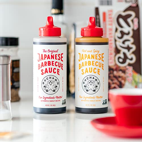 Bachan's Japanese Barbecue Sauce 2 Pack - 1 Original, 1 Sweet Honey - BBQ Sauce for Wings, Chicken, Beef, Pork, Seafood, Noodles, and More. Non GMO, No Preservatives, BPA free