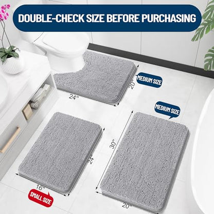 OLANLY Bathroom Rugs 24x16, Extra Soft Absorbent Chenille Bath Rugs, Non-Slip, Dry Quickly, Machine Washable, Bath Mats for Bathroom Floor, Tub and Shower, Beige