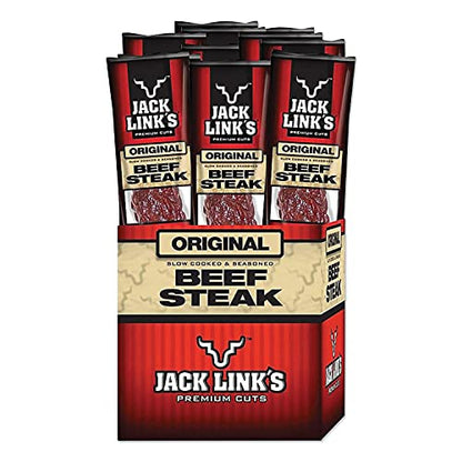 Jack Link's Beef Jerky 5 Count Multipack, Original, 5, 0.625 oz. Bags - Flavorful Meat Snack for Lunches, Ready to Eat - 7g of Protein, Made with 100% Beef - No Added MSG** or Nitrates/Nitrites